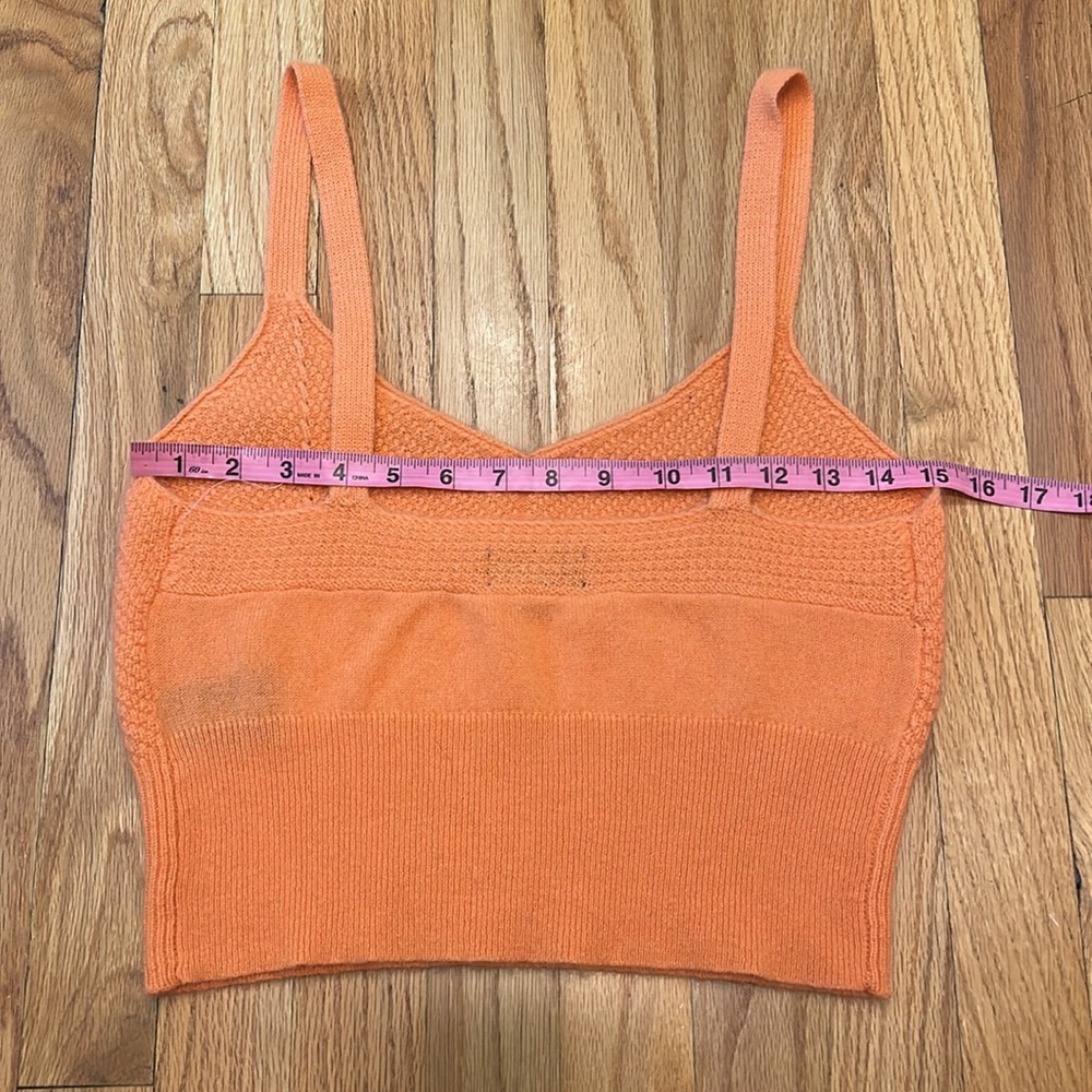 ✨ MAEVE Anthropologie ✨ Coral Orange Cashmere Cropped Sweater Tank Top XS $98 - Picture 7 of 9
